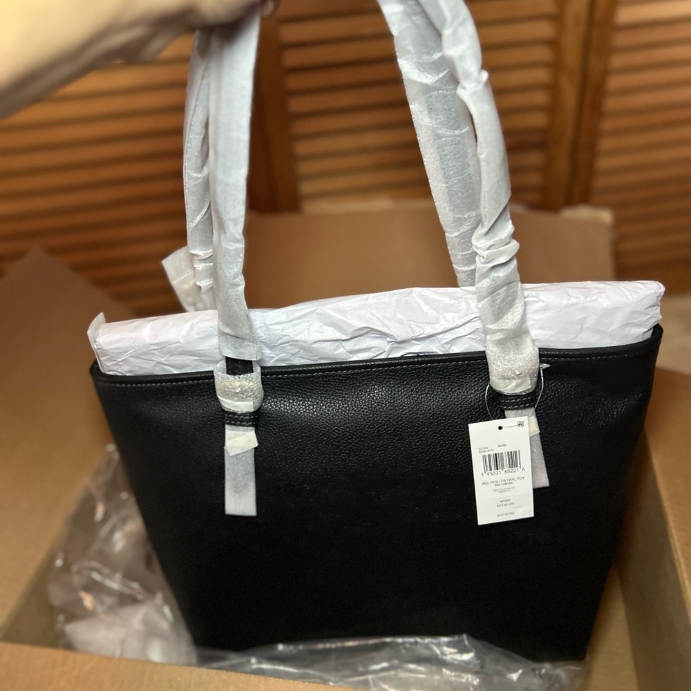 *NWT* Coach Polished Pebble Leather Taylor Tote Bag Black $325 new
